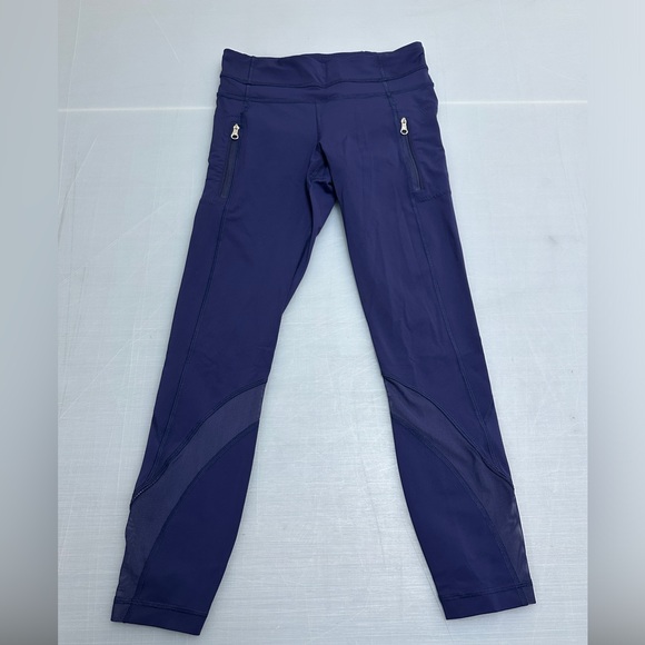 Lululemon Leggings Womens Size 4 Mesh In Motion Crop Yoga Workout Luxetreme - Picture 1 of 7